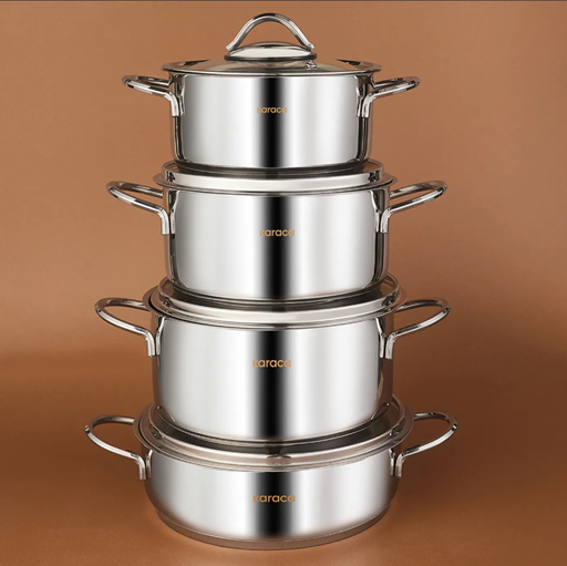 [AZN] Karaca Sakura Powersteel 316+ Çelik 8 Parça Tencere Seti