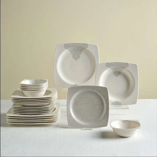 [AZN] Karaca Square Bone Flava 24 Parça 6 Kişilik Yemek Takımı