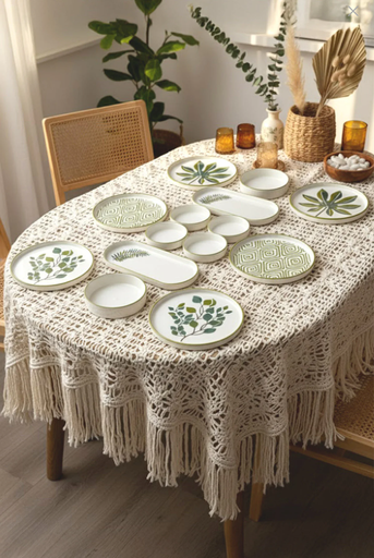 [AZN] Kitchen Life Güz Yaprak İstiflenebilir Seramik Kahvaltılık Sunum Seti 14 Parça