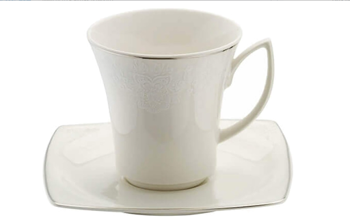 [AZN] Kütahya Porselen Bone Mare 12 Parça 6 Kişilik Kahve Fincan Takımı Platin 955920