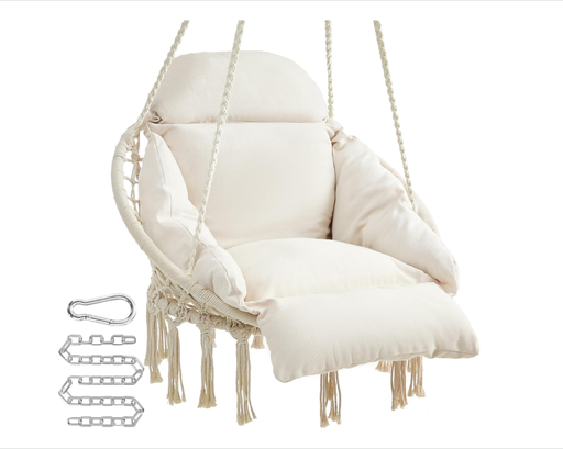 [AZN] SONGMICS Asma Sandalye, Büyük ve Kalın Minderli Hamak Sandalye,