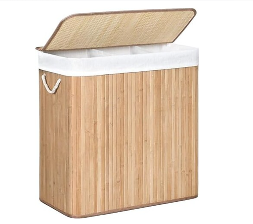 [AZN] SONGMICS çamaşır sepeti, çamaşır toplayıcı, bambudan yapılmış, kulplu çamaşır sandığı, LCB091N01