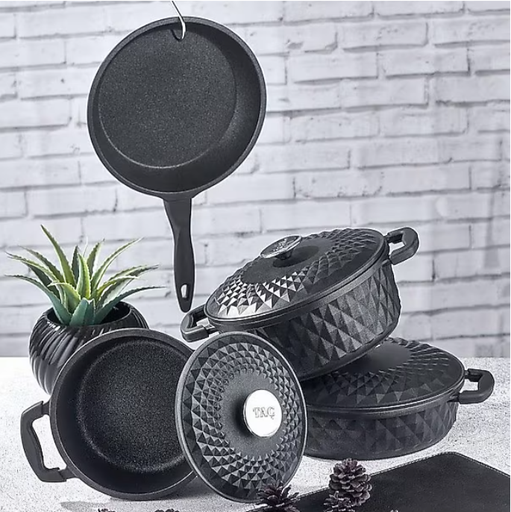 [AZN] Taç Carabella Döküm 7 Parça Tencere Seti Gri