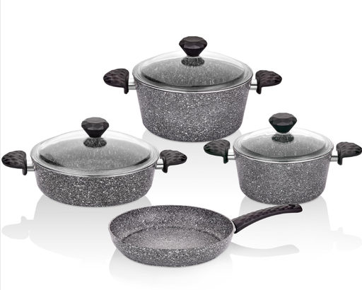 [AZN] Taç Stone 7 Prç Granit Tencere Seti Gri