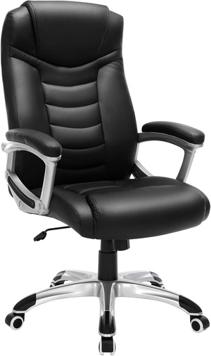 [AZN] SONGMICS Ergonomik Ofis Koltuğu Yüksekliği Ayarlanabilir Döner Sandalye Sağlam, Dayanıklı, Siyah Obg21B 52x53x122 cm