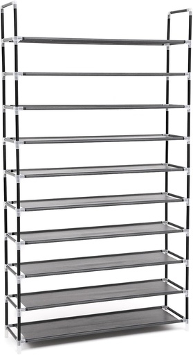 [AZN] Songmics 10 Katlı Ayakkabı Rafı, 100x29x175 CM, Siyah, LSR10H