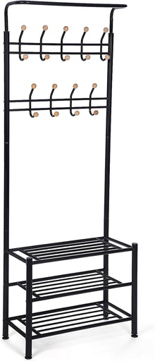 [AZN] SONGMICS Hsr04W Gardırop, Elbise Standı, Boru Çapı 32 Mm, 3 Ayakkabı Raflı, 18 Metal Kancalı, Beyaz