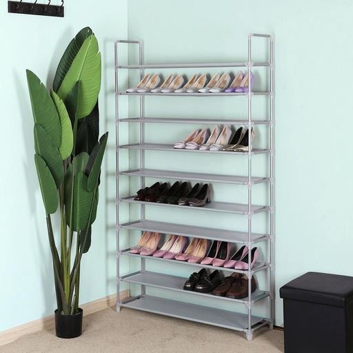 [AZN] Songmics 10 Katlı Ayakkabı Rafı, 100x29x175 CM, Gri, LSR10G