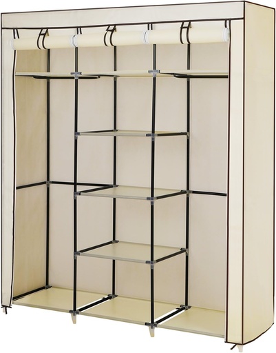 [AZN] SONGMICS Katlanır Kumaş Elbise Dolabı, 175x150x45 CM, Siyah RYG12B
