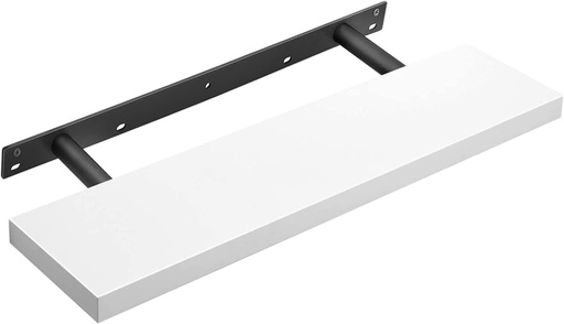 VASAGLE duvar rafı, kitaplar, resimler, dekorasyon, yüzer raf, 80 x 20 x 3,8 cm, ofis rafı, MDF, oturma odası, mutfak, koridor, yatak odası, banyo için duvar panosu, beyaz LWS28WT