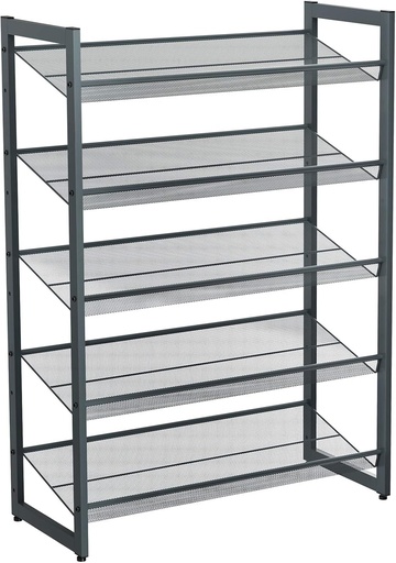 [AZN] SONGMICS 5 Katlı Ayakkabı Rafı, Genişleyen Metal Ayakkabı Rafı Ayarlanabilir Ayakkabı Rafı 15-20 Çift Ayakkabı, Kısa Bot, Topuklular İçin Uygun, 74x104x307cm Koyu Gri Lmr005Gb